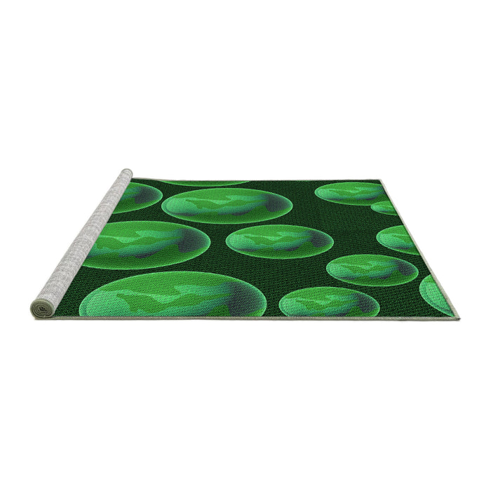 Sideview of Machine Washable Transitional Deep Emerald Green Rug, wshpat2963grn