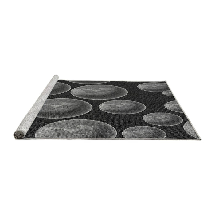Sideview of Machine Washable Transitional Charcoal Black Rug, wshpat2963gry