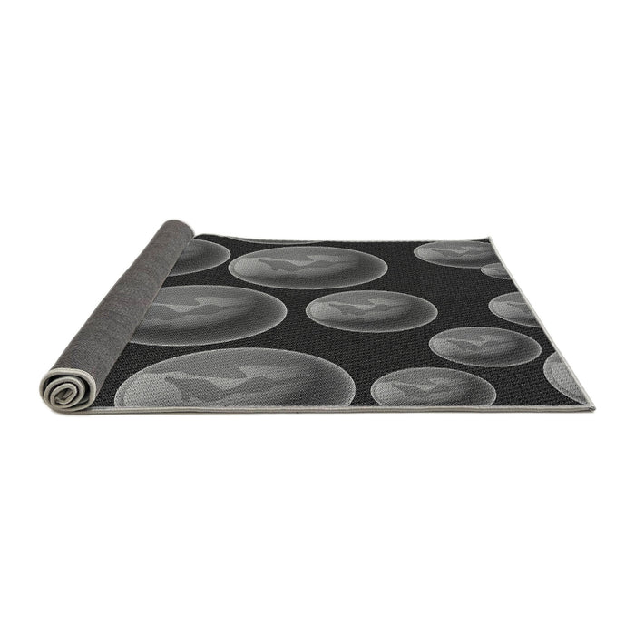 Thickness of Patterned Charcoal Black Rug, pat2963gry