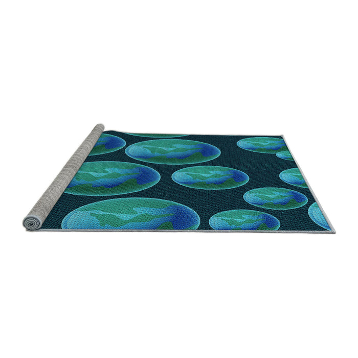 Sideview of Machine Washable Transitional Dark Turquoise Green Rug, wshpat2963lblu