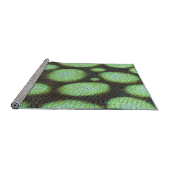 Sideview of Machine Washable Transitional Green Rug, wshpat2964lblu