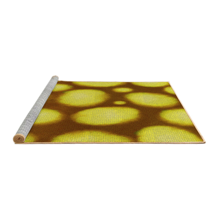 Sideview of Machine Washable Transitional Yellow Rug, wshpat2964yw