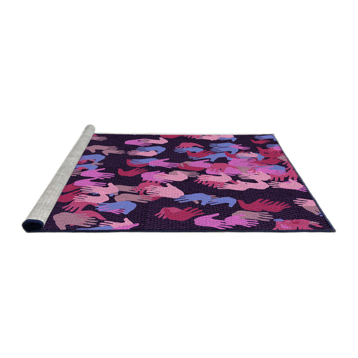 Sideview of Machine Washable Transitional Plum Velvet Purple Rug, wshpat2965pur