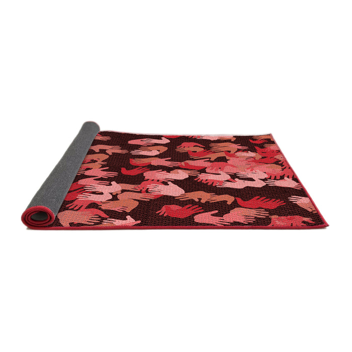 Thickness of Patterned Maroon Red Rug, pat2965rd