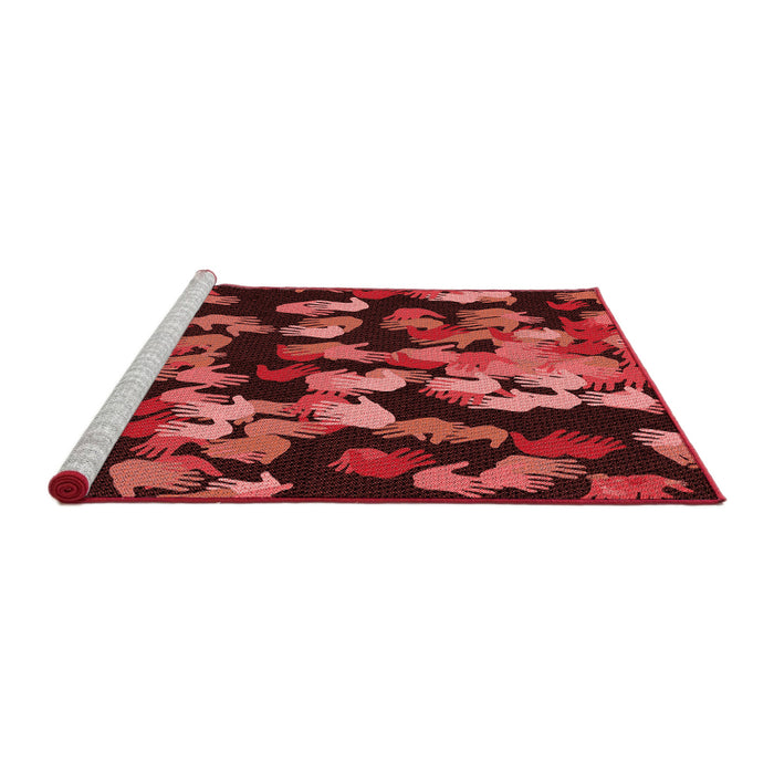 Sideview of Machine Washable Transitional Maroon Red Rug, wshpat2965rd