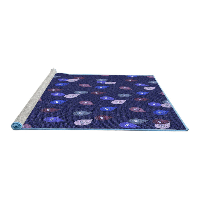 Sideview of Machine Washable Transitional Slate Blue Rug, wshpat2966blu