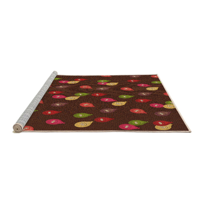 Sideview of Machine Washable Transitional Mahogany Brown Rug, wshpat2966org