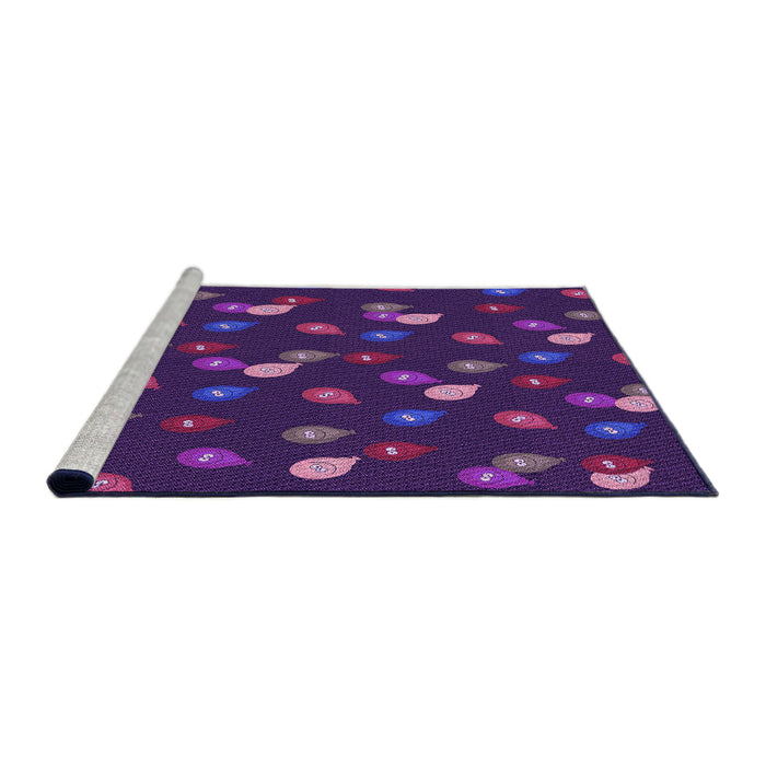 Sideview of Machine Washable Transitional Indigo Purple Rug, wshpat2966pur