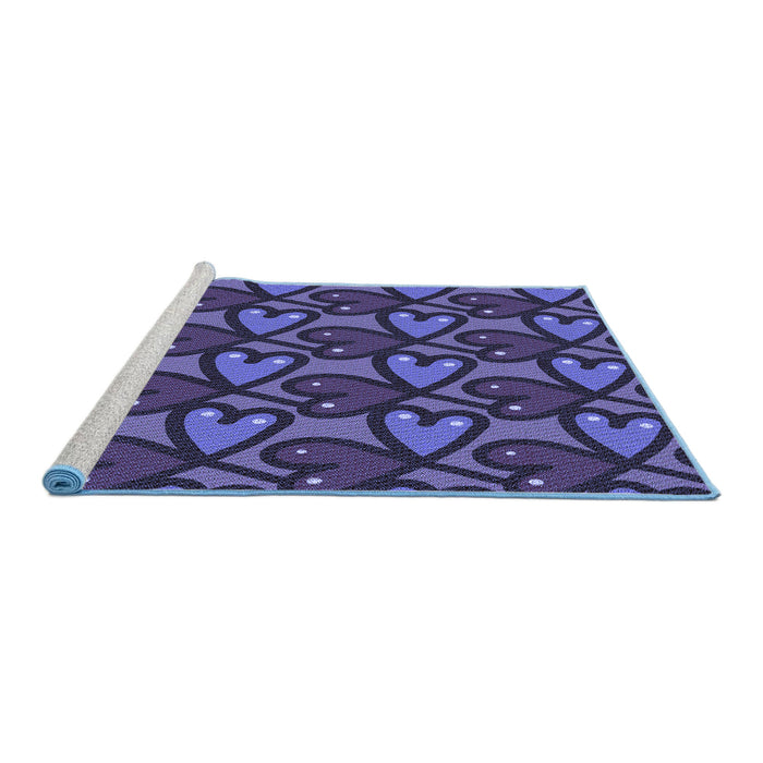 Sideview of Machine Washable Transitional Blue Rug, wshpat2968blu