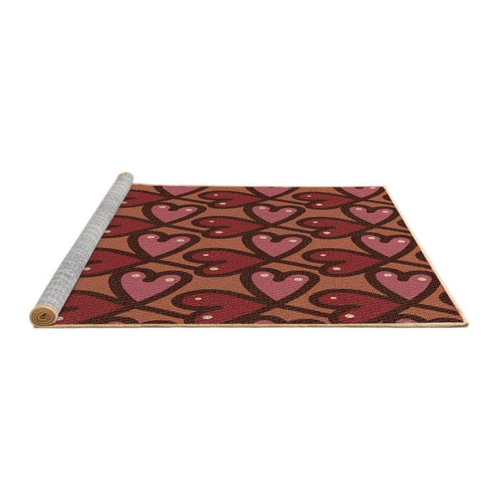 Sideview of Machine Washable Transitional Red Rug, wshpat2968brn