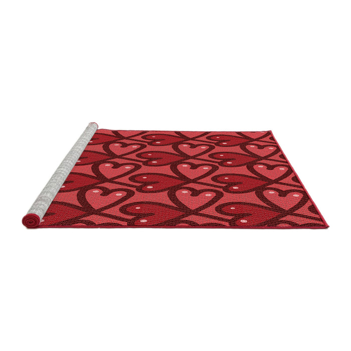 Sideview of Machine Washable Transitional Tomato Red Rug, wshpat2968rd