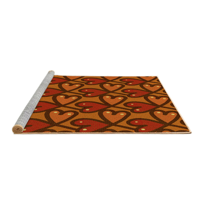 Sideview of Machine Washable Transitional Orange Red Orange Rug, wshpat2968yw