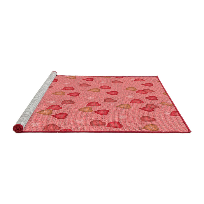 Sideview of Machine Washable Transitional Ruby Red Rug, wshpat2969rd