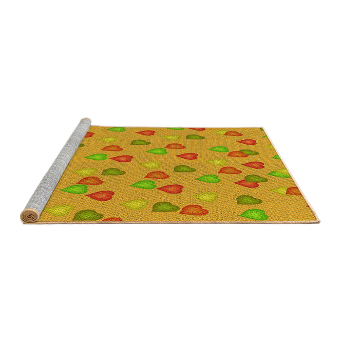 Sideview of Machine Washable Transitional Neon Orange Rug, wshpat2969yw