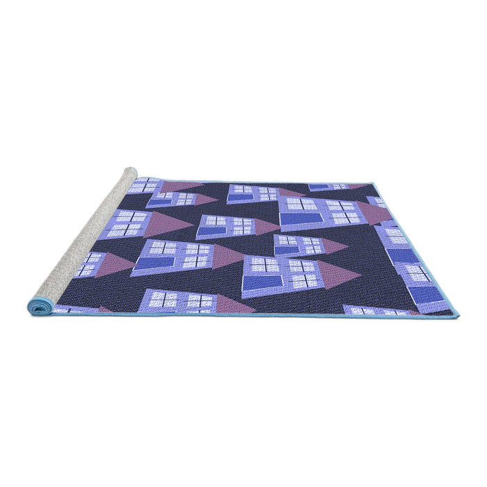 Sideview of Machine Washable Transitional Purple Mimosa Purple Rug, wshpat2970blu
