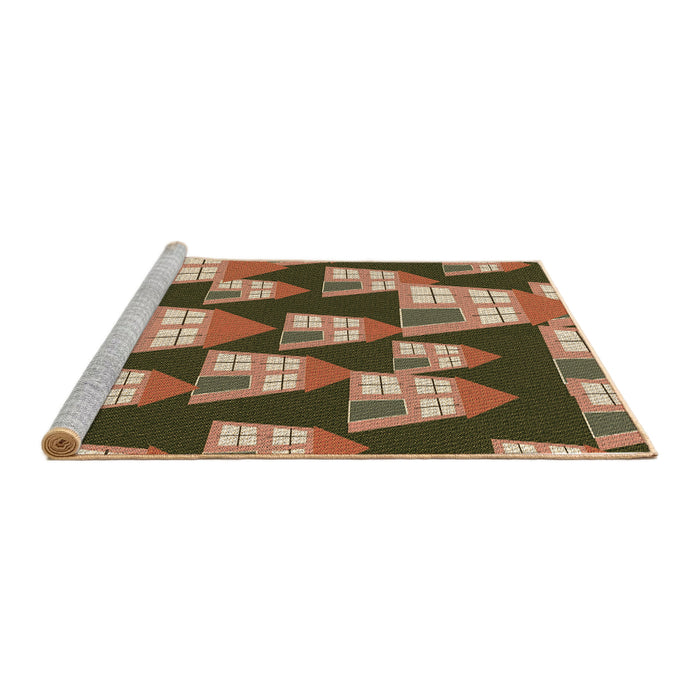 Sideview of Machine Washable Transitional Dark Bronze Brown Rug, wshpat2970brn