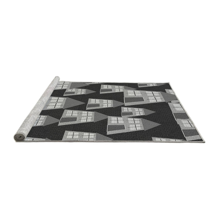 Sideview of Machine Washable Transitional Cloud Gray Rug, wshpat2970gry