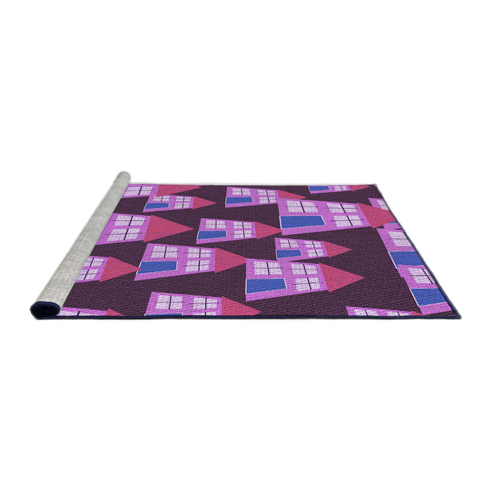 Sideview of Machine Washable Transitional Dark Magenta Purple Rug, wshpat2970pur
