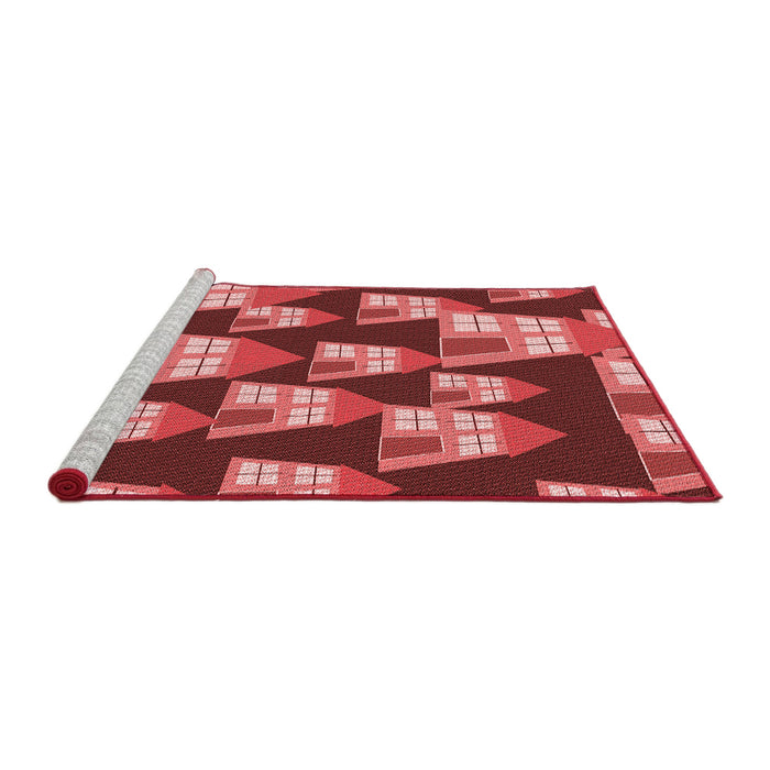 Sideview of Machine Washable Transitional Red Rug, wshpat2970rd