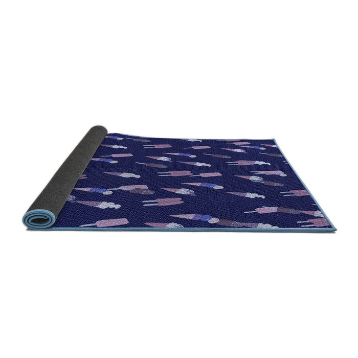 Thickness of Patterned Denim Dark Blue Rug, pat2971blu