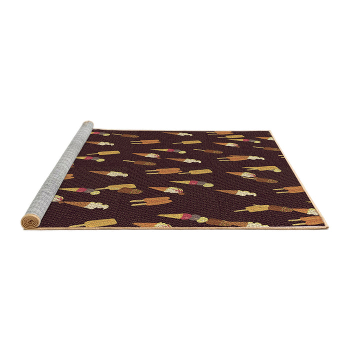 Sideview of Machine Washable Transitional Sienna Brown Rug, wshpat2971brn