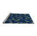 Sideview of Machine Washable Transitional Steel Blue Rug, wshpat2971lblu