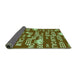 Thickness of Patterned Dark Bronze Brown Rug, pat2972grn