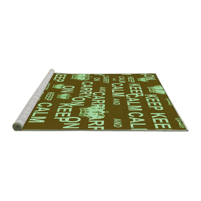 Sideview of Machine Washable Transitional Dark Bronze Brown Rug, wshpat2972grn