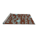 Sideview of Machine Washable Transitional Tomato Red Rug, wshpat2972lblu