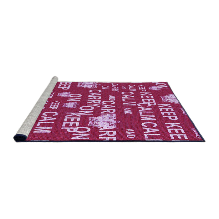Sideview of Machine Washable Transitional Raspberry Red Rug, wshpat2972pur