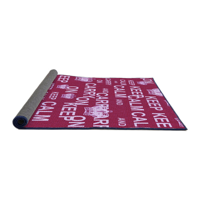 Thickness of Patterned Raspberry Red Rug, pat2972pur