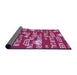 Thickness of Patterned Raspberry Red Rug, pat2972pur