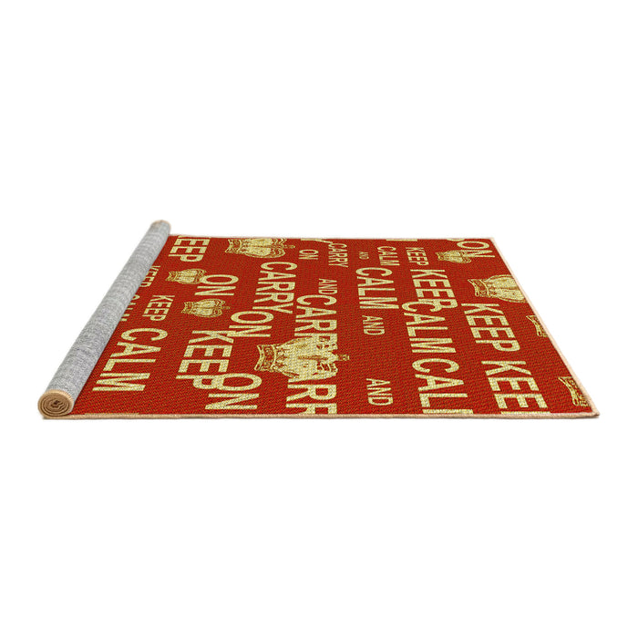 Sideview of Machine Washable Transitional Orange Rug, wshpat2972yw