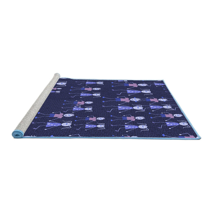 Sideview of Machine Washable Transitional Night Blue Rug, wshpat2973blu