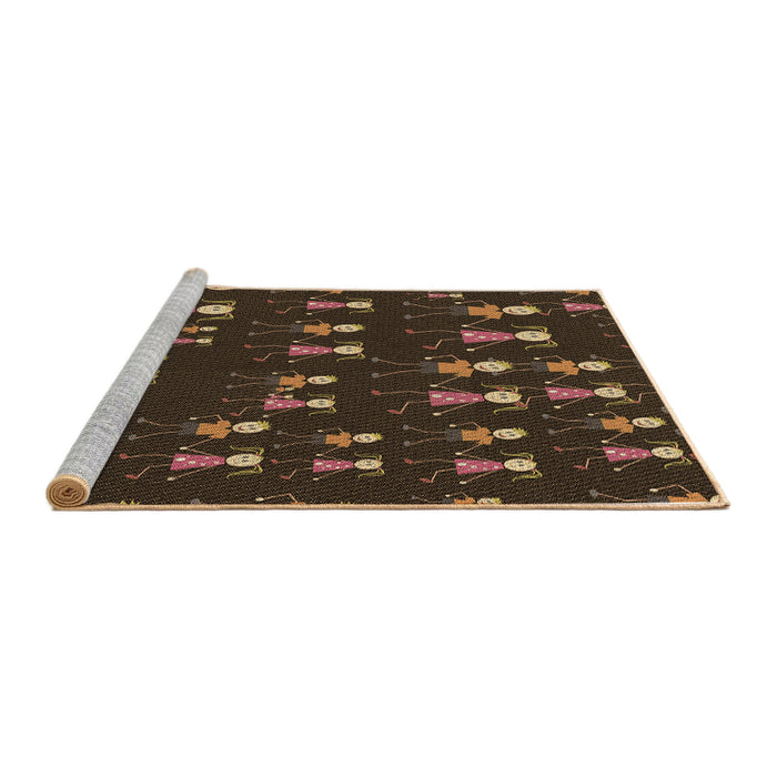 Sideview of Machine Washable Transitional Sienna Brown Rug, wshpat2973brn