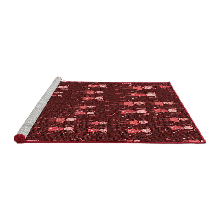 Sideview of Machine Washable Transitional Red Rug, wshpat2973rd