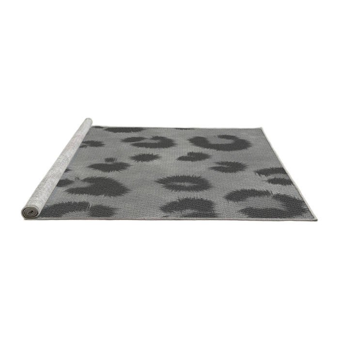 Sideview of Machine Washable Transitional Grey Gray Rug, wshpat2974gry