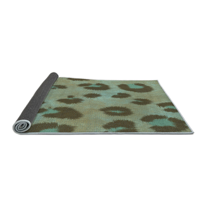 Thickness of Patterned Dark Sea Green Rug, pat2974lblu