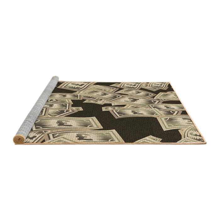 Sideview of Machine Washable Transitional Chocolate Brown Rug, wshpat2976brn