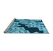 Sideview of Machine Washable Transitional Blue Rug, wshpat2976lblu