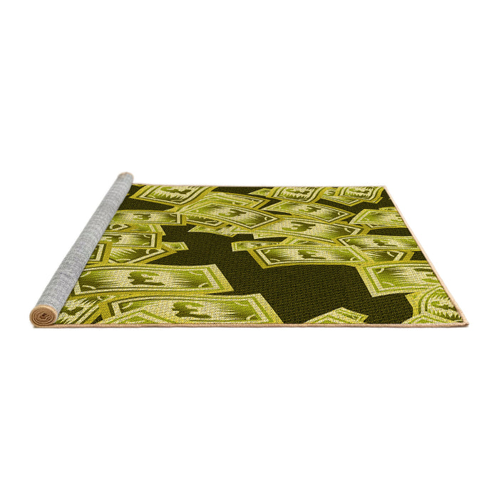 Sideview of Machine Washable Transitional Bold Yellow Rug, wshpat2976yw