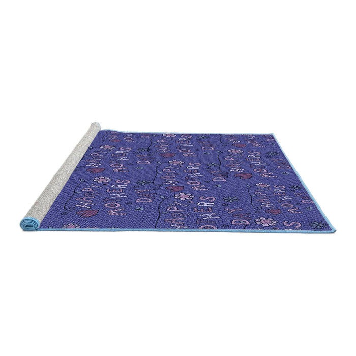 Sideview of Machine Washable Transitional Denim Dark Blue Rug, wshpat2977blu