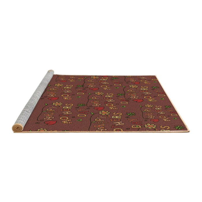Sideview of Machine Washable Transitional Red Rug, wshpat2977brn