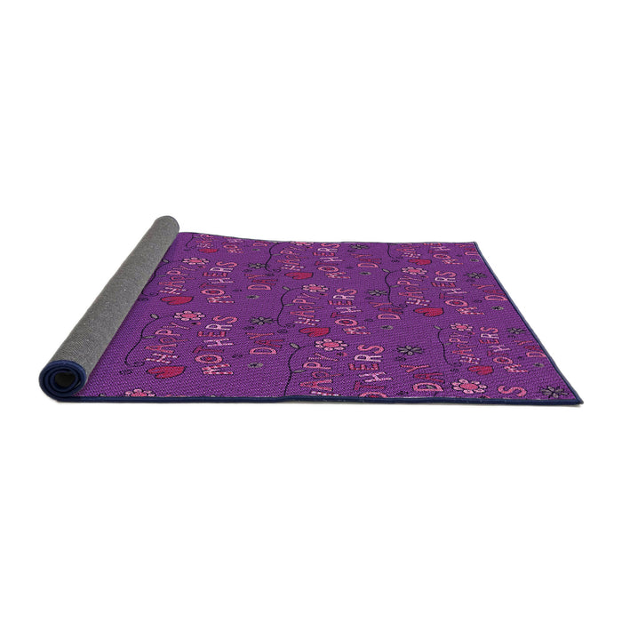 Thickness of Patterned Dark Magenta Purple Rug, pat2977pur