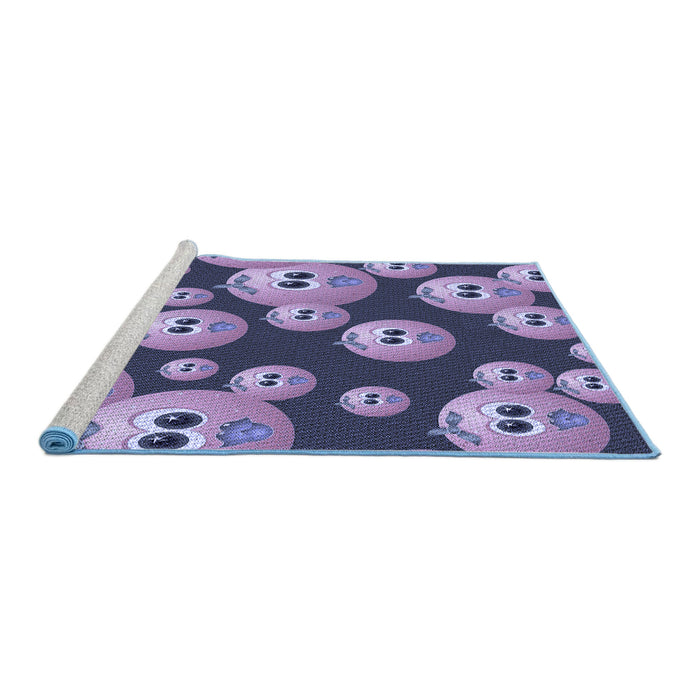 Sideview of Machine Washable Transitional Purple Mimosa Purple Rug, wshpat2979blu