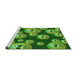 Sideview of Machine Washable Transitional Green Rug, wshpat2979grn