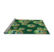 Sideview of Machine Washable Transitional Green Rug, wshpat2979lblu