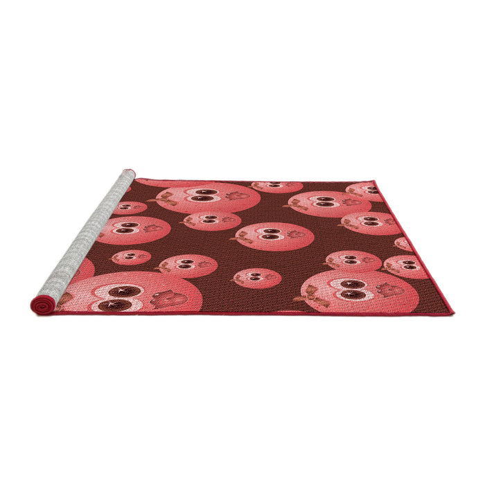 Sideview of Machine Washable Transitional Red Rug, wshpat2979rd