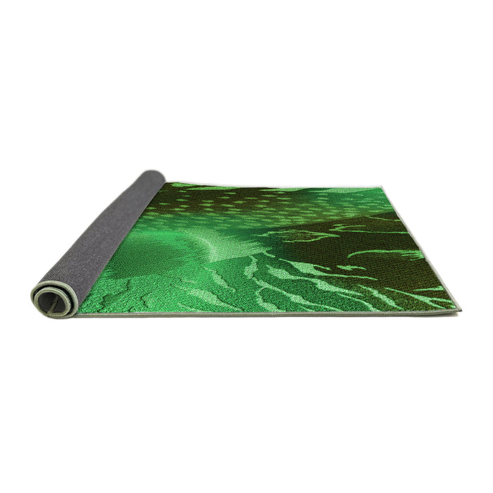 Sideview of Patterned Dark Forest Green Rug, pat298grn