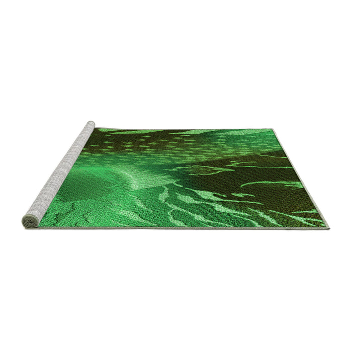Square Machine Washable Transitional Dark Forest Green Rug, wshpat298grn